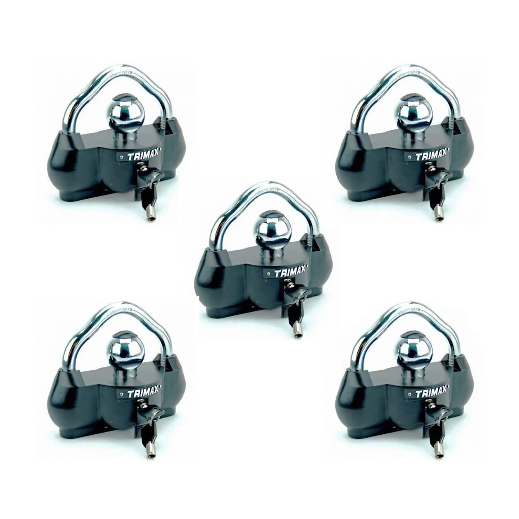 Trimax Deluxe Universal Coupler Lock Set — 5-Pack, Keyed Alike, Fits 1-7/8in., 2in. or 2-5/16in. Couplers, 4.5in. Shackle Width, Model# UMAX-100-5-KA